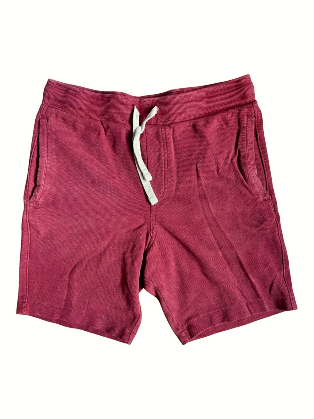 Goodfellow & Co Mens Brick Red Knit Pique Drawstring Shorts, Rib Elastic Waist